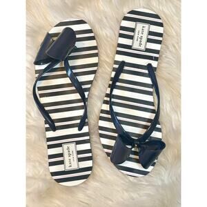 Kate Spade Norma Bow Flip Flops Navy Patent Thong Sandals Size 9